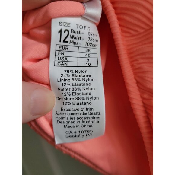 Seafolly Womens Orange Capri High Neck One Piece Bathing Suit Swim size 8 beach - Picture 6 of 6